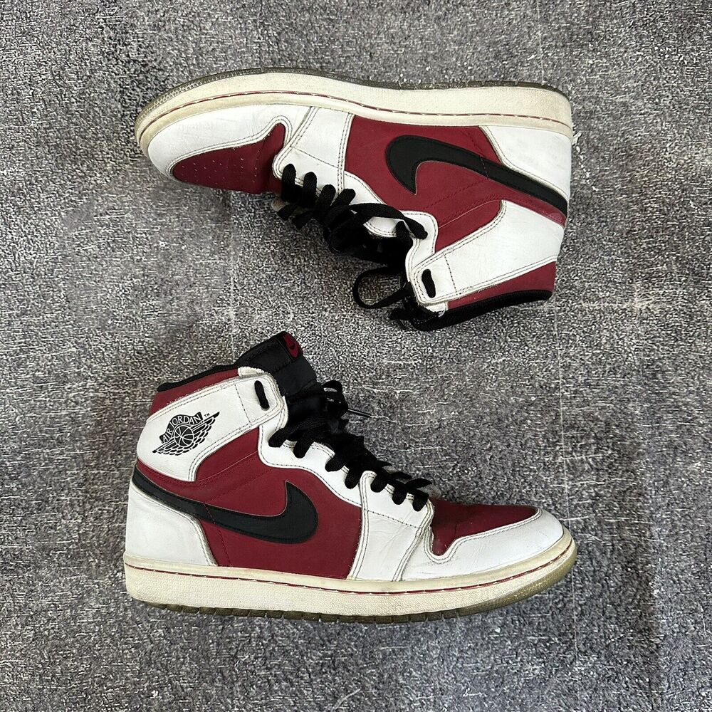 Men's 2014 Nike Air Jordan 1 One Retro Carmine White Black Red Sz 9 (555088-123)